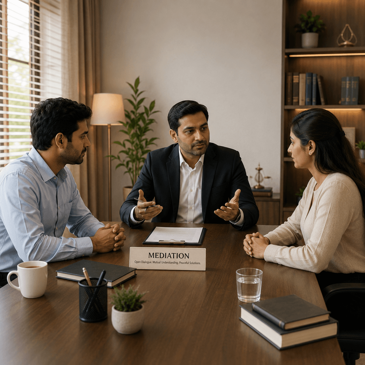 A consultant guiding a client through their case documents