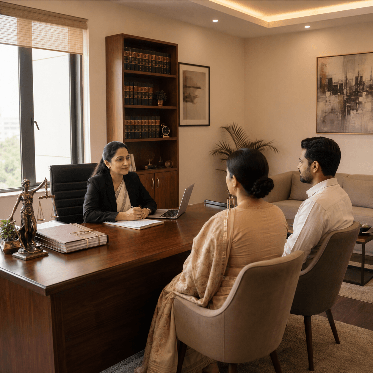 A consultant guiding a client through their case documents